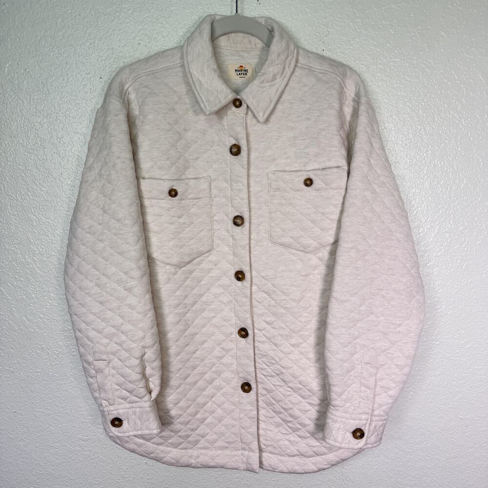 Marine Layer Quilted Cream Button-Up Jacket